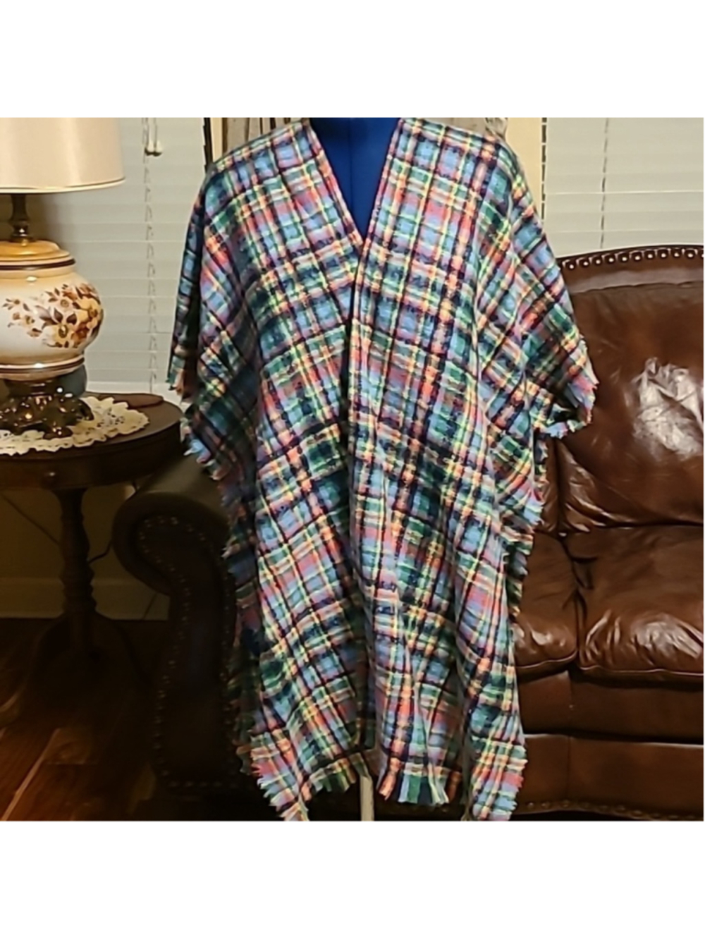 "Do everything in Love" one size fits all NWT. Plaid. (#731)